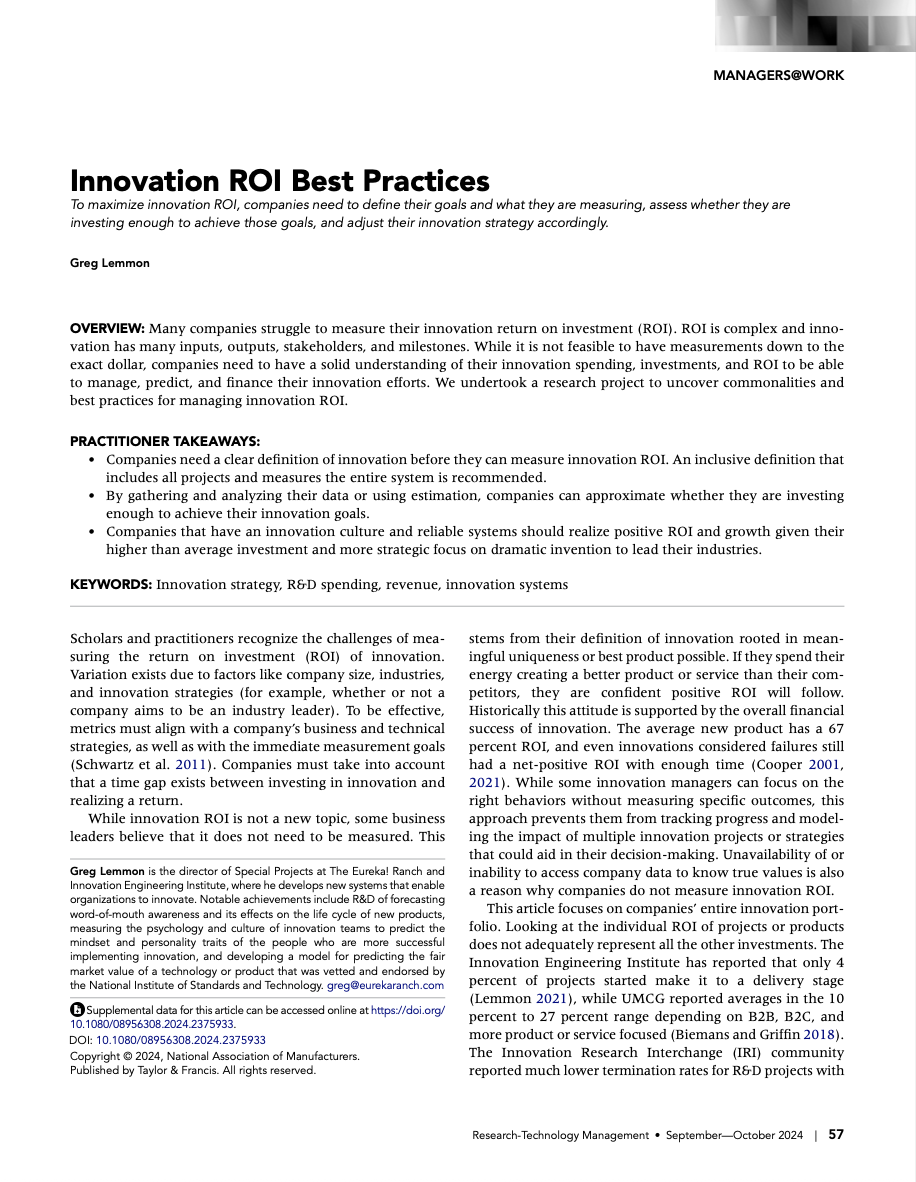 Innovation ROI Best Practices WOM White Paper Front Page